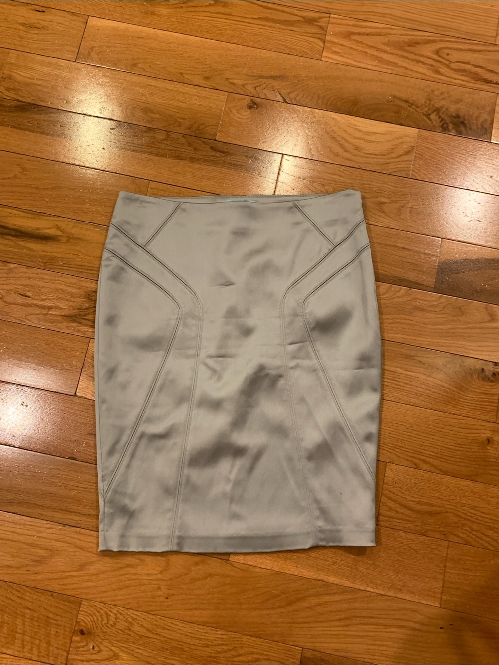 Marciano Satin Slate Gray Pencil Skirt